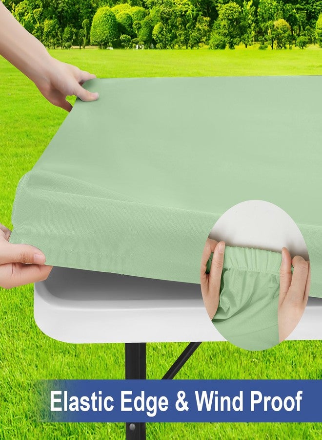 homing Rectangle Table Cloth Cover, Waterproof Polyester Elastic Fitted Tablecloth, Fits for 6 Foot Folding Tables, Washable Table Protector for Picnic, Camping, Outdoor (Green, 30" x 72") - Image 2