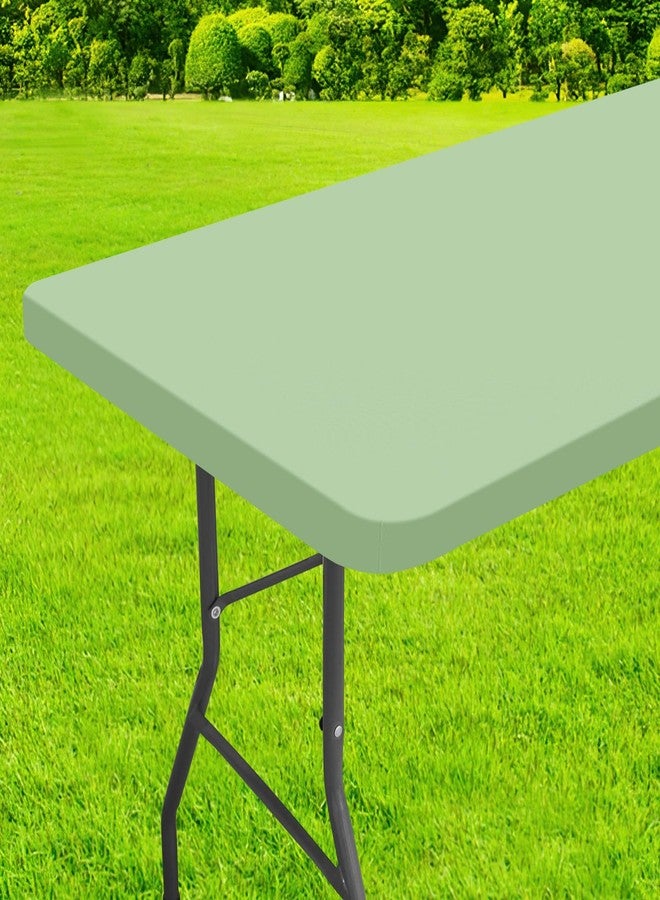 homing Rectangle Table Cloth Cover, Waterproof Polyester Elastic Fitted Tablecloth, Fits for 6 Foot Folding Tables, Washable Table Protector for Picnic, Camping, Outdoor (Green, 30" x 72") - Image 1