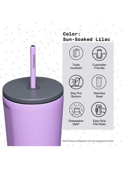 CORKCICLE Cold Cup Insulated Tumbler With Lid And Straw, Sun-Soaked Lilac, 24 Oz - Reusable Water Bottle Keeps Beverages Cold For 12Hrs, Hot 5Hrs - Cupholder Friendly Tumbler, Lid For Flexible Sipping  - Image 4
