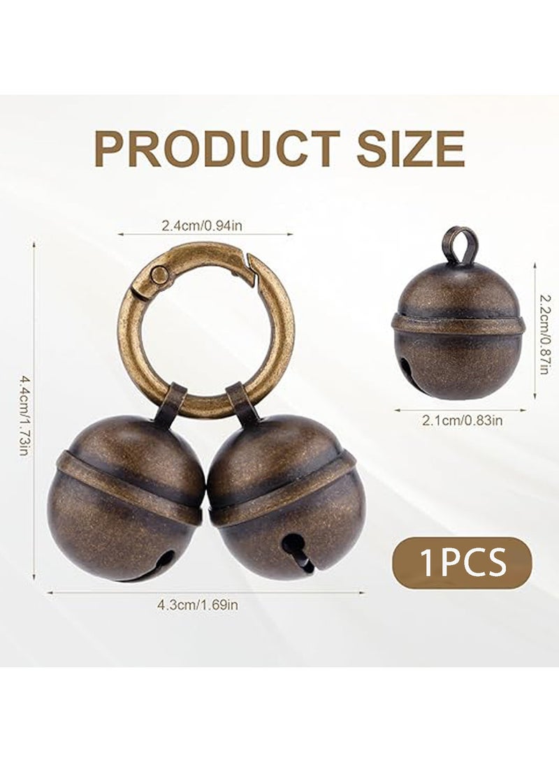 CMGTYYD 1 Piece Dog Bell Set, Super Loud Dog and Cat Collar Bells, Vintage Copper Collar Pendant with Key Ring for Pet Tracking  - Image 2