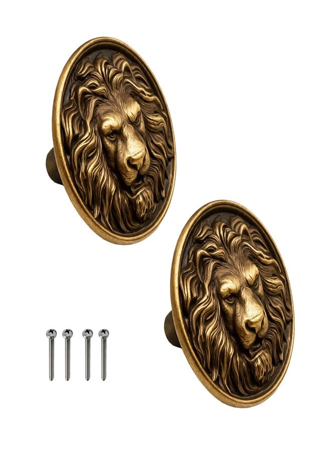 VOLO Antique Brass Finish Lion Cabinet Knob/Pull Handle/knobs for Drawers/Drawer knobs/Handle/knobs for cabinets (Lion Antique)(Model-S164) (Big, 2) - Image 1