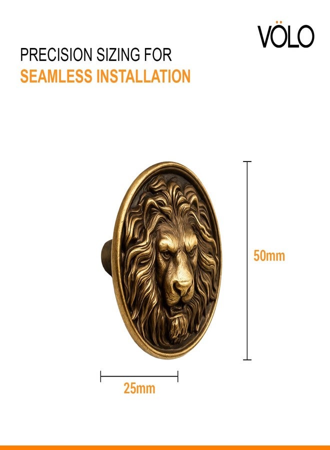 VOLO Antique Brass Finish Lion Cabinet Knob/Pull Handle/knobs for Drawers/Drawer knobs/Handle/knobs for cabinets (Lion Antique)(Model-S164) (Big, 2) - Image 2