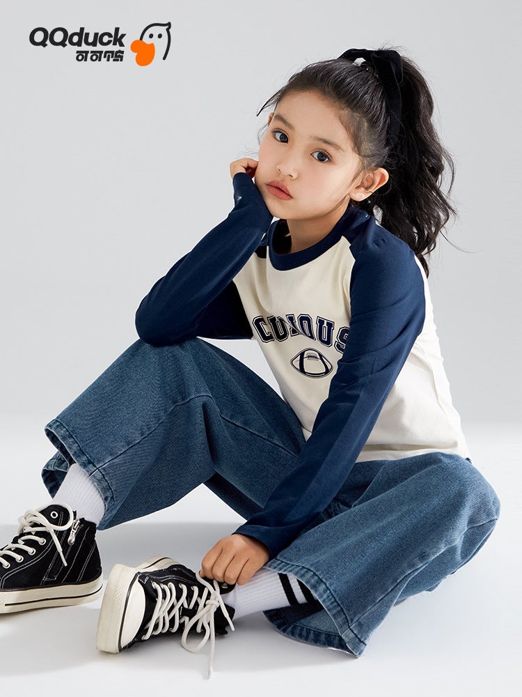 Qqduck Cocoa Duck Girls' T-Shirt Long-Sleeved Spring New Children'S Base Shirt Short Top Autumn Wear For Middle-Aged Children - Image 4
