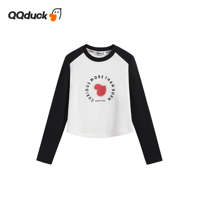 Qqduck Cocoa Duck Girls' T-Shirt Long-Sleeved Spring New Children'S Base Shirt Short Top Autumn Wear For Middle-Aged Children - Image 1