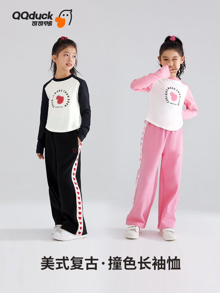Qqduck Cocoa Duck Girls' T-Shirt Long-Sleeved Spring New Children'S Base Shirt Short Top Autumn Wear For Middle-Aged Children - Image 3