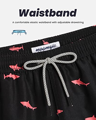 maamgic Mens Swim Trunks Quick Dry Swim Shorts with Mesh Lining Funny Swimwear Bathing Suits 7inch Black Shark Medium - Image 3