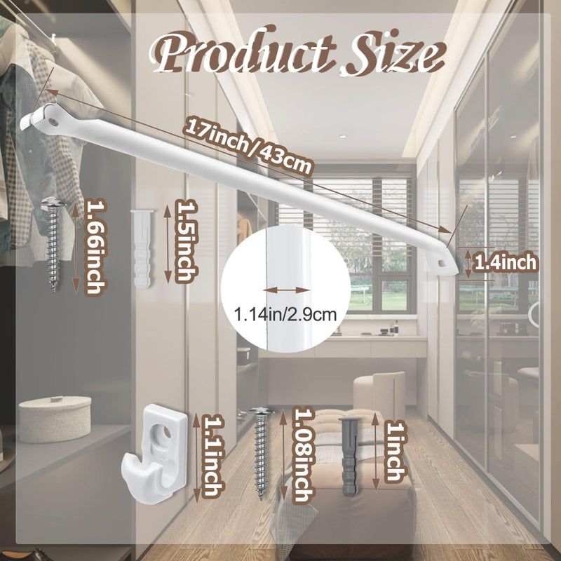 Ojeemii 6PCS 12 Inch Wire Shelf Brackets, Heavy Duty Wire Shelving Support Brackets, Closet Rack Support with 4 PCS Wire Shelf Clips, Closet Wire Shelf Support Brackets for Laundry, Closet, Garage - Image 2