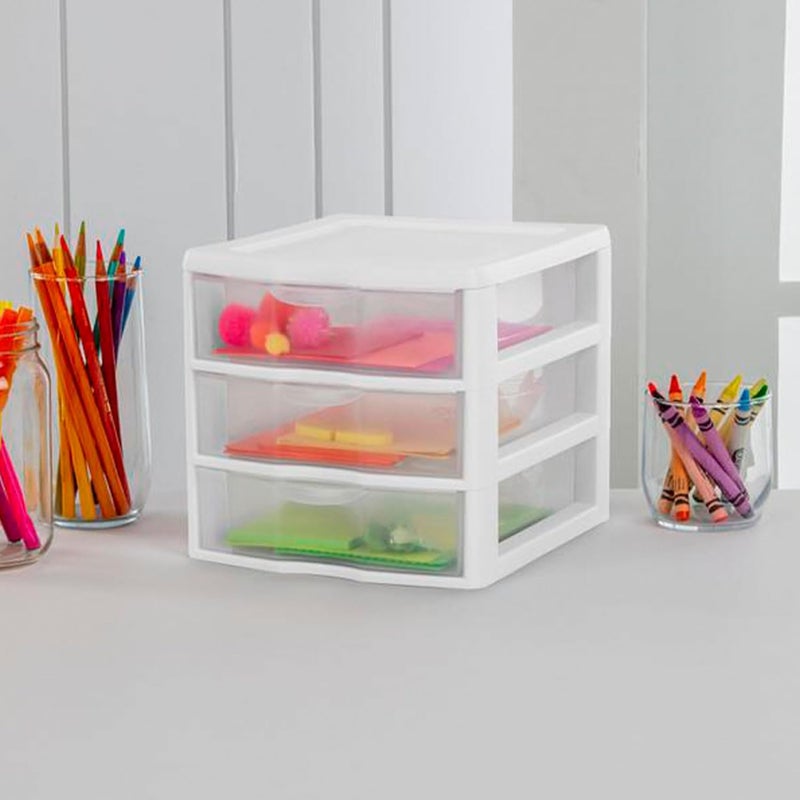 Sterilite 12-Pack ClearView 3-Drawer Cart, Small Plastic Storage Organizer Drawers, White - Organizing Drawer Containers for Bathroom, Closet, Kitchen, and Bedroom - Image 2