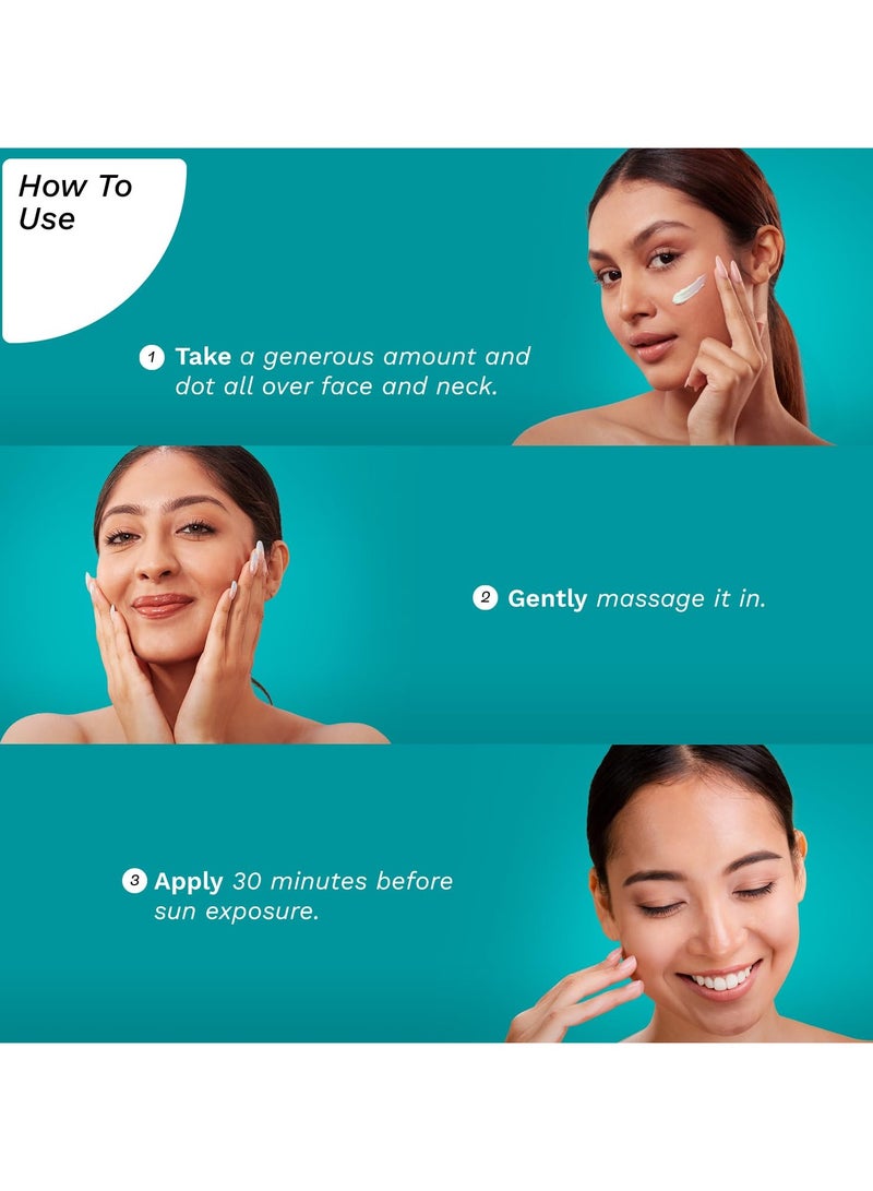 PILGRIM 2% Niacinamide Glow Sunscreen SPF 50 +++ with Spanish Squalane , Broad spectrum, Non-greasy, No white cast & Prevents Tanning | 50 gm - Image 3