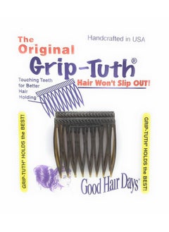 جود هير دايز أمشاط Good Hair Days Grip-Tuth - مجموعة من مشطين جانبيين للشعر - أمشاط شعر لجميع أنواع الشعر - إكسسوارات تزيينية وتصفيف الشعر للنساء (صدفة، عرض 1 ½ بوصة)  - Image 1