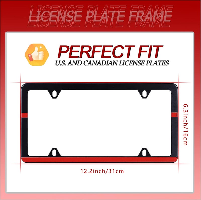 UNINDREM Thin Red Line License Plate Frame - Stainless Steel Firefighter License Plate Holder - Image 4