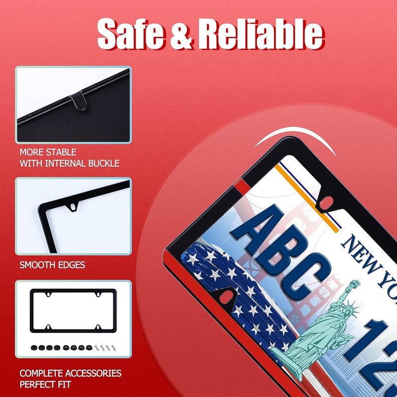 UNINDREM Thin Red Line License Plate Frame - Stainless Steel Firefighter License Plate Holder - Image 3