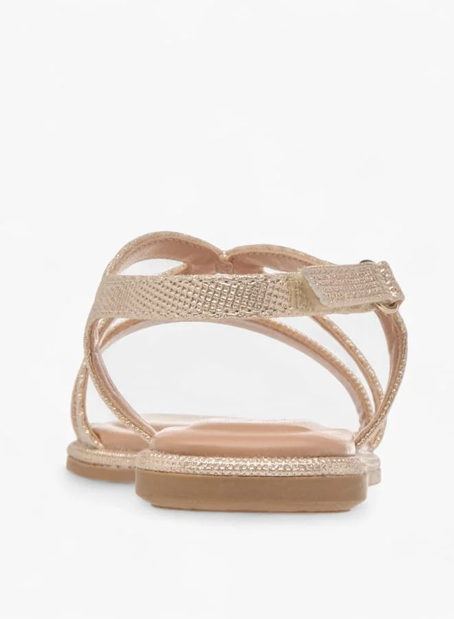 Little Missy Girls Strappy Sandals With Hook And Loop Closure