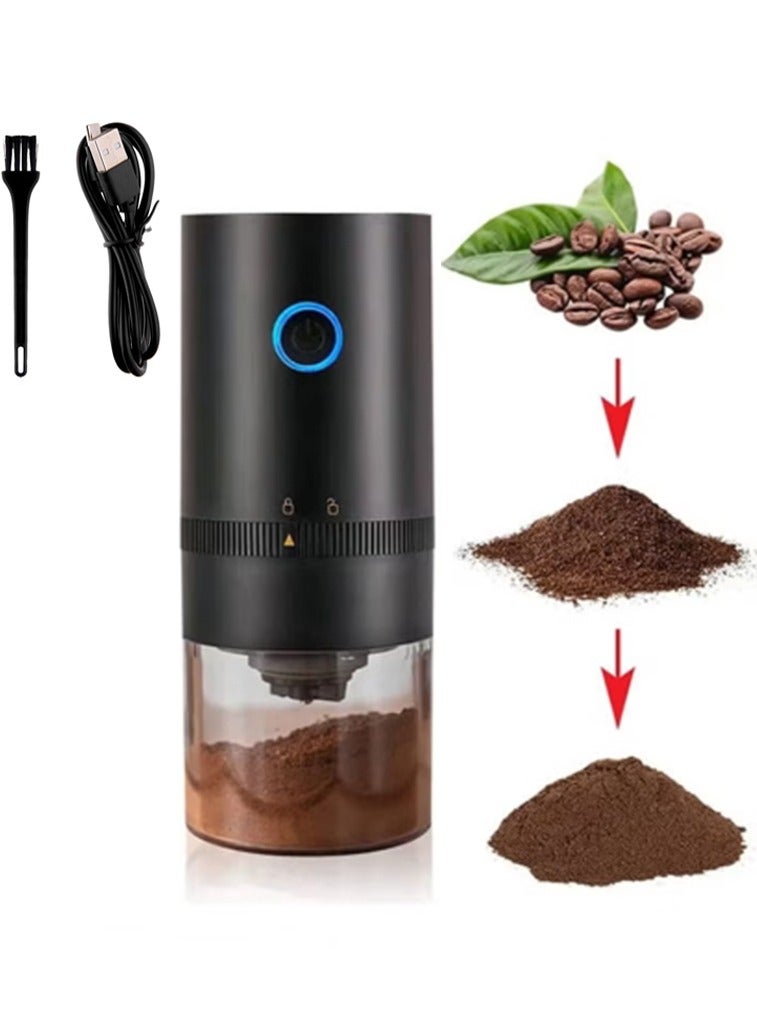 Coffee Grinder Electric with Adjustable Coarseness Ceramic Burrs, Portable One Touch Electric Spice Coffee Bean Grinder with Clean Brush, Type-C Charging, Black  - Image 1