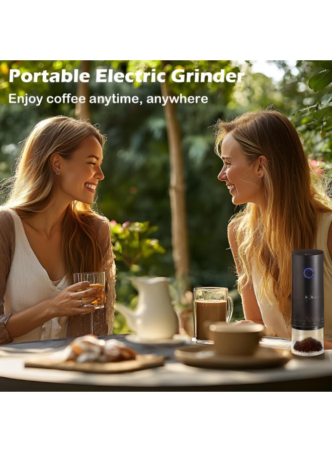 Coffee Grinder Electric with Adjustable Coarseness Ceramic Burrs, Portable One Touch Electric Spice Coffee Bean Grinder with Clean Brush, Type-C Charging, Black  - Image 3