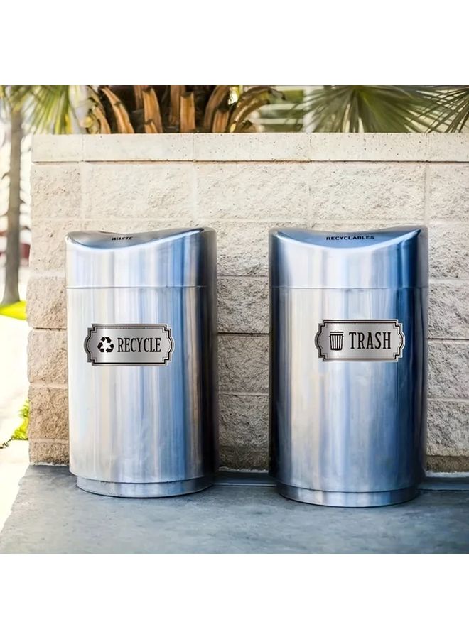 10 Pack Silvery Recycle Trash Bin Decals Durable Weatherproof Self Adhesive Labels - Image 3