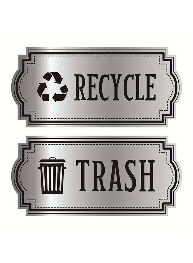 10 Pack Silvery Recycle Trash Bin Decals Durable Weatherproof Self Adhesive Labels - Image 2