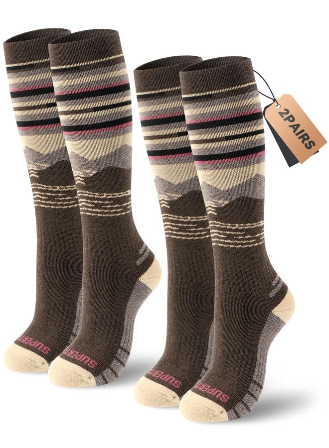 Supertrip 2 Pairs Merino Wool Ski Socks for Womens Mens, Full Cushion Thermal Winter Warm Thick Socks for Skiing Snowboarding - Image 1
