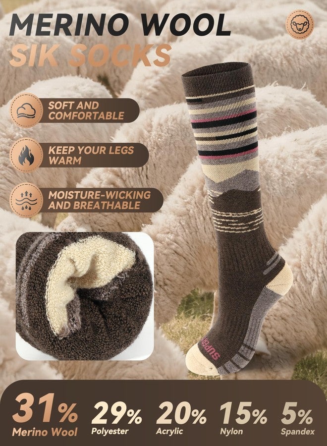 Supertrip 2 Pairs Merino Wool Ski Socks for Womens Mens, Full Cushion Thermal Winter Warm Thick Socks for Skiing Snowboarding - Image 2