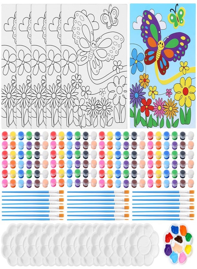 Marspark 72 Pcs Butterfly Pre Printed Canvas Painting Kit 12 Pre Drawn Canvas 24 Acrylic Painting Strips 24 Brushes 12 Palette Birthday Gifts Art Party Favors School Supplies for Students Adults - Image 1