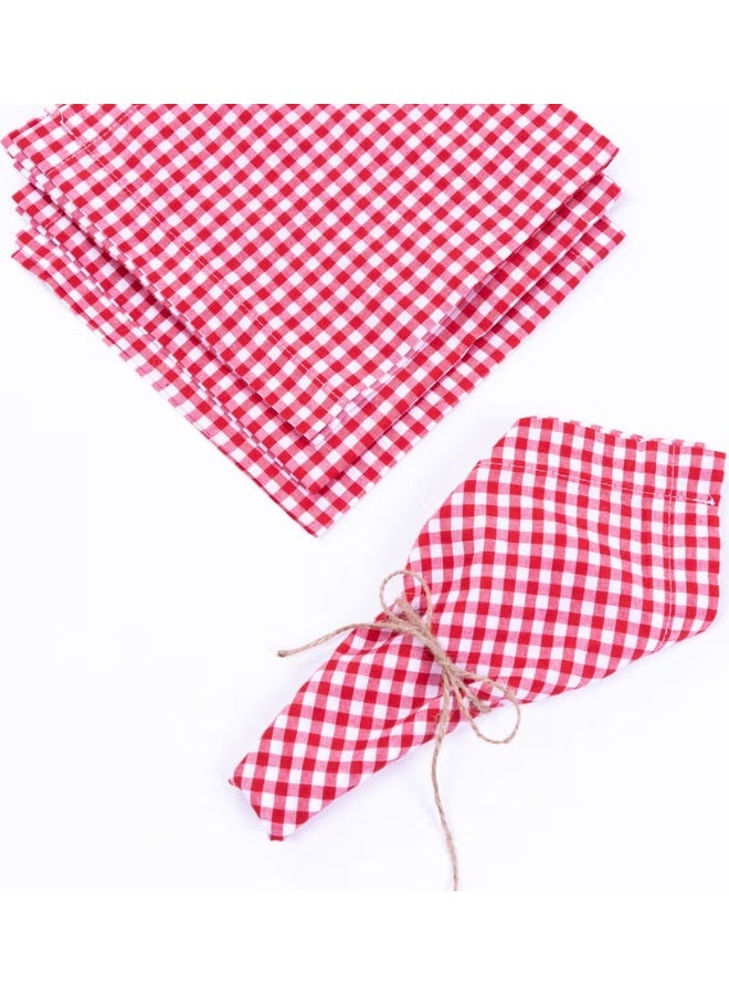 Gingham picnic napkin, red 40x40