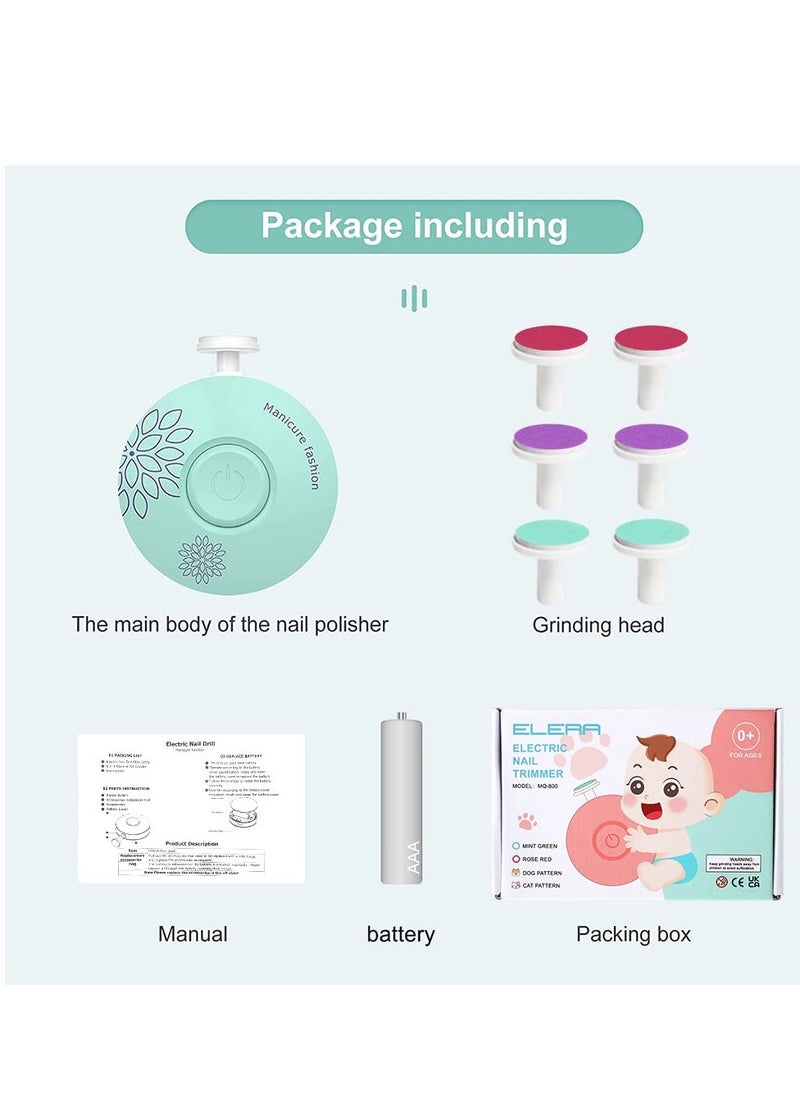 MIXDE - Baby Electric Nail Clipper Safe File with 6 Grinding Pads Trim Silent Polish Grooming Kit for Newborn Infant Toddler or Adults Fingernails Care - Image 1