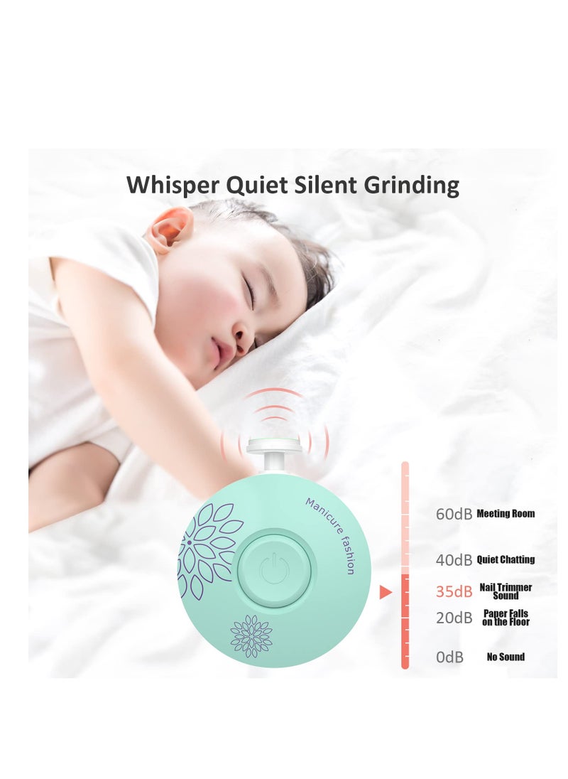 MIXDE - Baby Electric Nail Clipper Safe File with 6 Grinding Pads Trim Silent Polish Grooming Kit for Newborn Infant Toddler or Adults Fingernails Care - Image 1