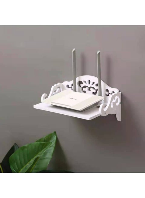 Wifi Router Shelf Wall Hanging Wifi Router Stand Wall Storage Shelf Wall Floating Shelf Holder Wall Mounted Shelf White