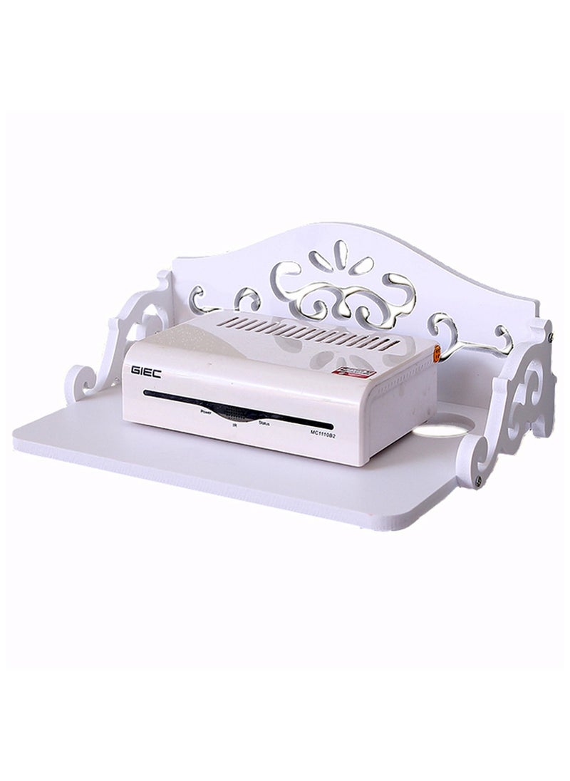 LINGWEI - Wifi Router Shelf Wall Hanging Wifi Router Stand Wall Storage Shelf Wall Floating Shelf Holder Wall Mounted Shelf White - Image 1