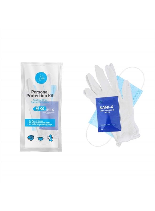 pH Advantage All-in-One Personal Protection Kits to GO - 10 Pack - With Plastic Gloves, Hand Cleansing Wipes, Disposable Face Mask  - Image 3