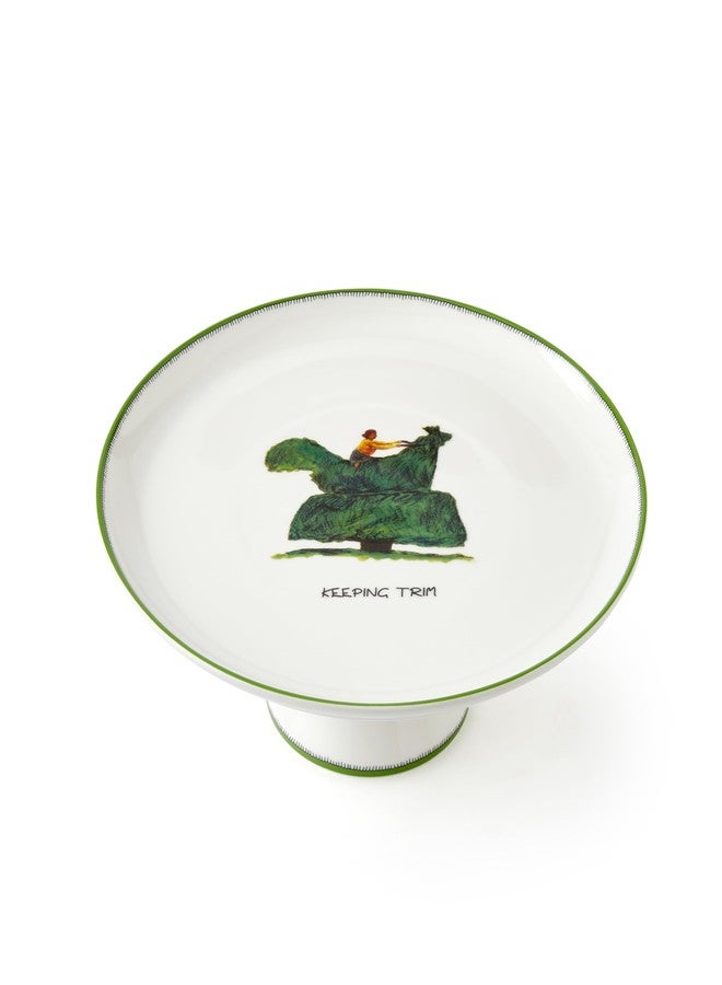 Spode Kit Kemp Doodle 10.7" Cake Stand | Keeping Trim Tagline | Fine China | Dishwasher Safe | Elegant Presentation | For Showcasing Cakes & Pastries | Ideal for Celebrations & Special Occasions - Image 1