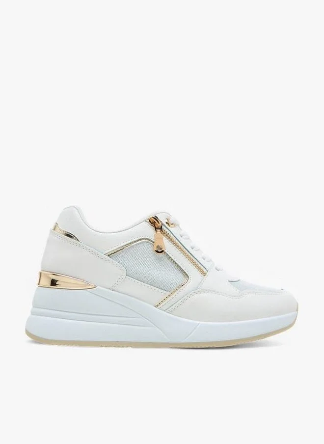 Flora Bella By Shoexpress WHITE Panelled Lace-Up Sneakers for Women | Best Price UAE