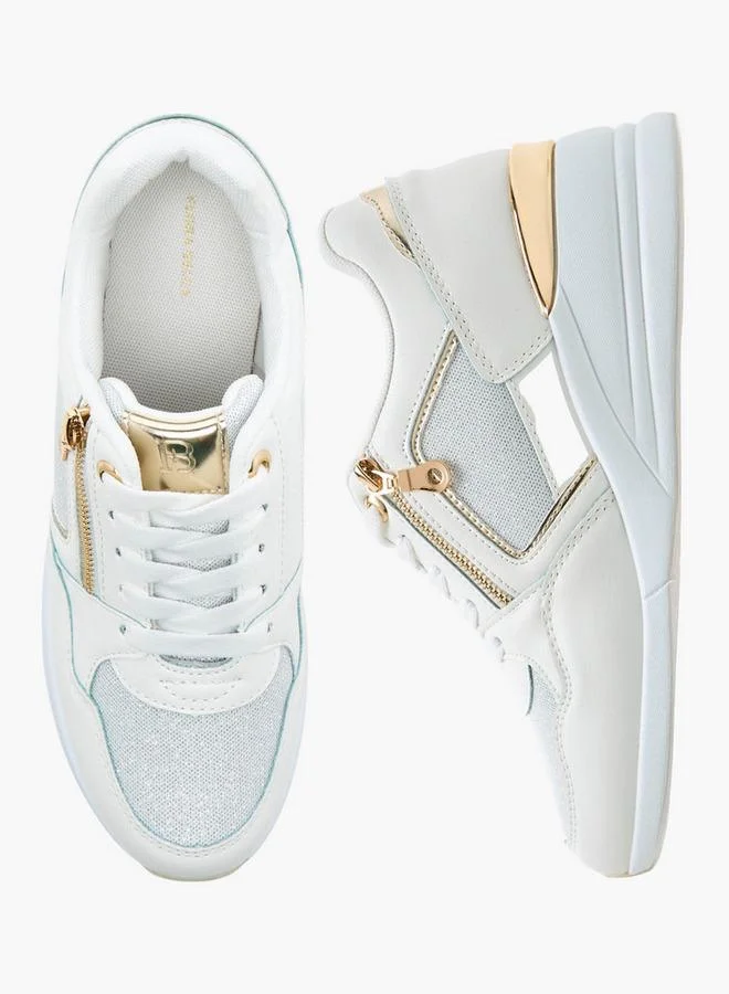 Flora Bella By Shoexpress WHITE Panelled Lace-Up Sneakers for Women | Best Price UAE