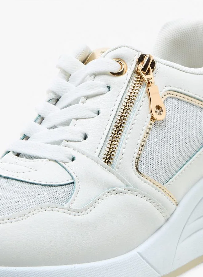 Flora Bella By Shoexpress WHITE Panelled Lace-Up Sneakers for Women | Best Price UAE