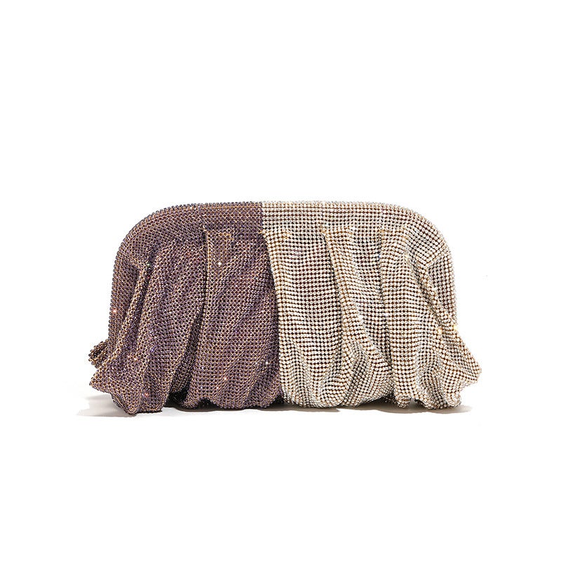 Rhinestone Cloud Bag 2024 Pleated Women'S Bag Texture High-End Cosmetic Bag Niche Messenger Bag - Image 1