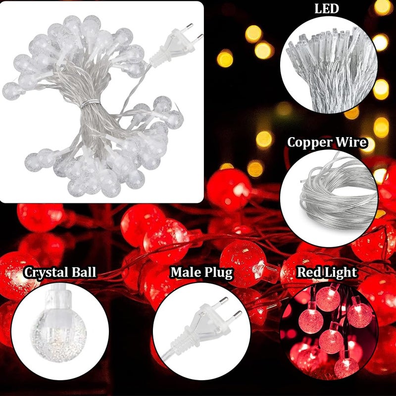 fizzytech Crystal Bubble Ball String Fairy Lights for Decortaion Diwali Christmas Xmas Light for Diwali Home Decorations Lighting 15 LED 3 Meter Crystal Ball Red - Image 3