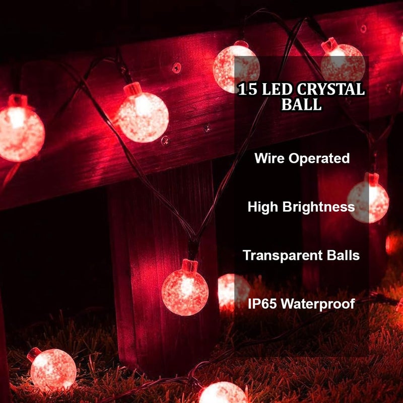 fizzytech Crystal Bubble Ball String Fairy Lights for Decortaion Diwali Christmas Xmas Light for Diwali Home Decorations Lighting 15 LED 3 Meter Crystal Ball Red - Image 5