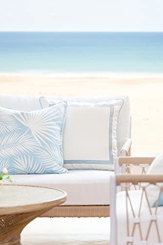 Hofdeco Premium Coastal Hampton Style Patio Indoor Outdoor Pillow Cover Only 20x20 Water Resistant for Backyard Couch Baby Blue Palm Leaf - Image 3