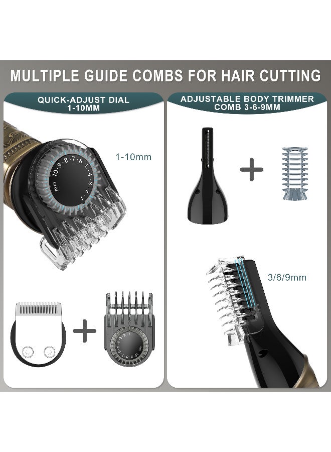 Hatteker Beard Trimmer Kit Professional Hair Clipper Zero Gapped T-Blade Electric Razor Shaver for Nose Ear Body Face Mustache Trimmer for Men Cordless Grooming Kit 8 in 1 - Image 4