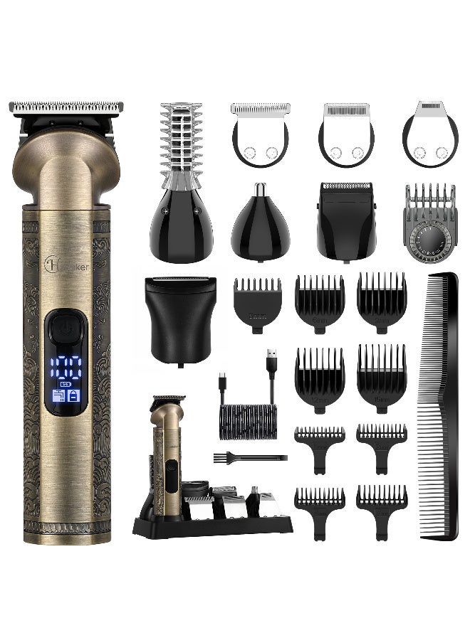 Hatteker Beard Trimmer Kit Professional Hair Clipper Zero Gapped T-Blade Electric Razor Shaver for Nose Ear Body Face Mustache Trimmer for Men Cordless Grooming Kit 8 in 1 - Image 1