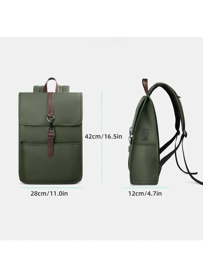 موبكوس حقيبة ظهر موبكوس خضراء 813T مقاومة للماء ومضادة للسرقة، حقيبة ظهر للكمبيوتر المحمول مزودة بمنفذ شحن USB - حقيبة سفر فاخرة من قماش أكسفورد للرجال والنساء، حقيبة أنيقة رفيعة للمدرسة والعمل