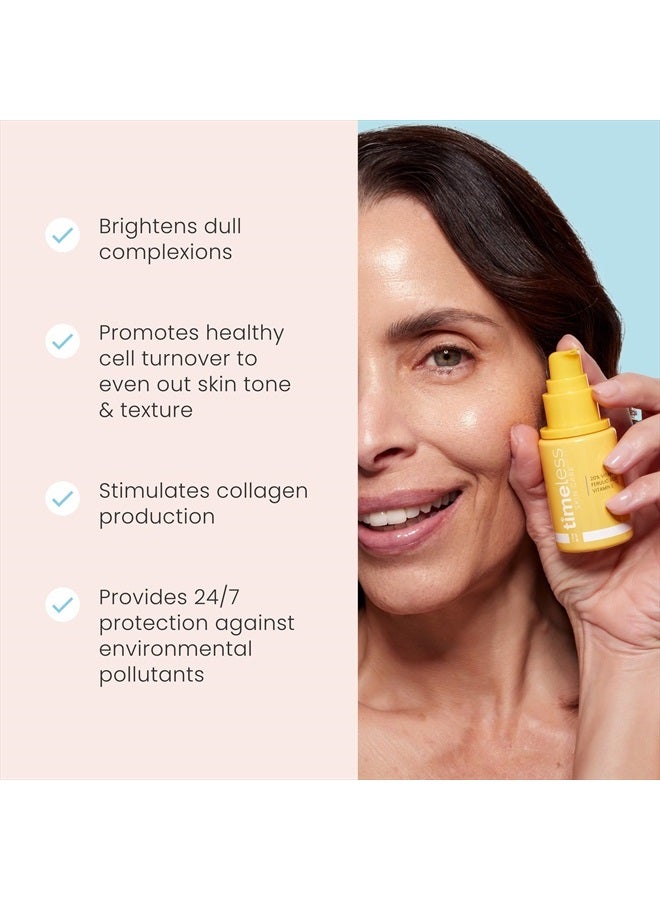 Timeless Skin Care مصل حمض الفيروليك 20% فيتامين سي + هـ - 1.7 أونصة سائلة - تركيبة خفيفة الوزن وغير دهنية - استخدميه يوميًا لتفتيح البشرة واستعادتها وتصحيحها - يوصى به لجميع أنواع البشرة - Image 3