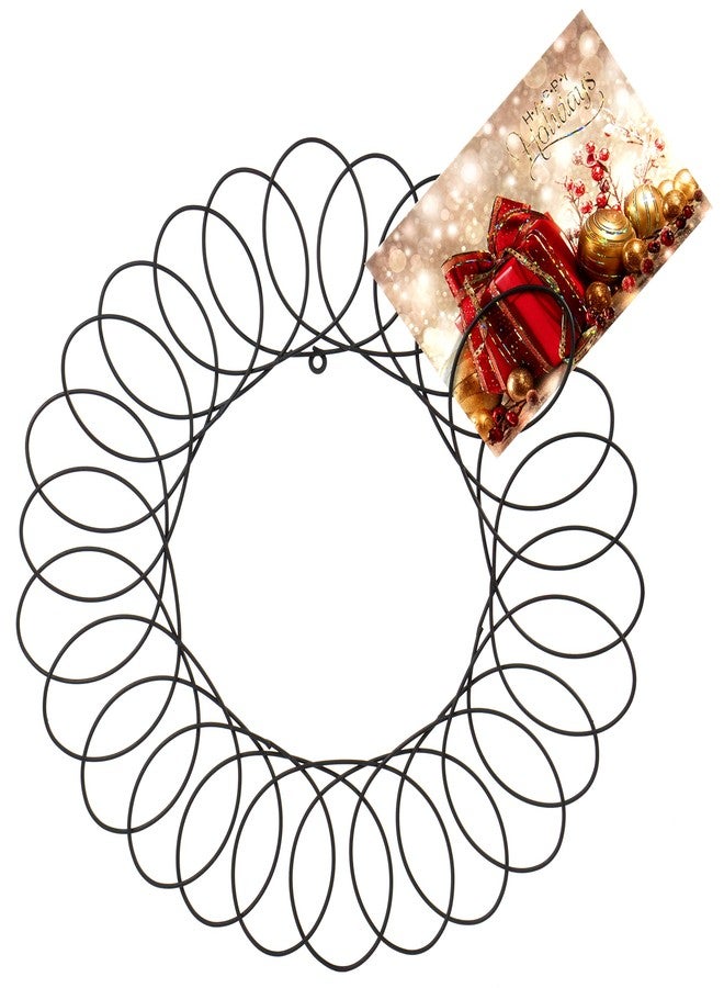 Red Co. Black Metal Wreath - Wall Mount Christmas Card Holder - 17" Dia - Image 2