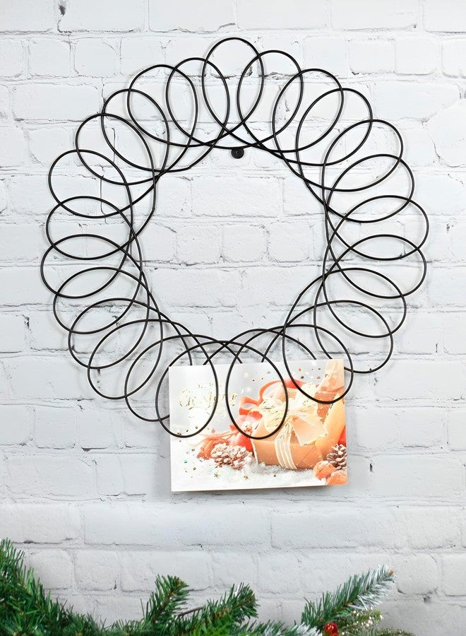 Red Co. Black Metal Wreath - Wall Mount Christmas Card Holder - 17" Dia - Image 3
