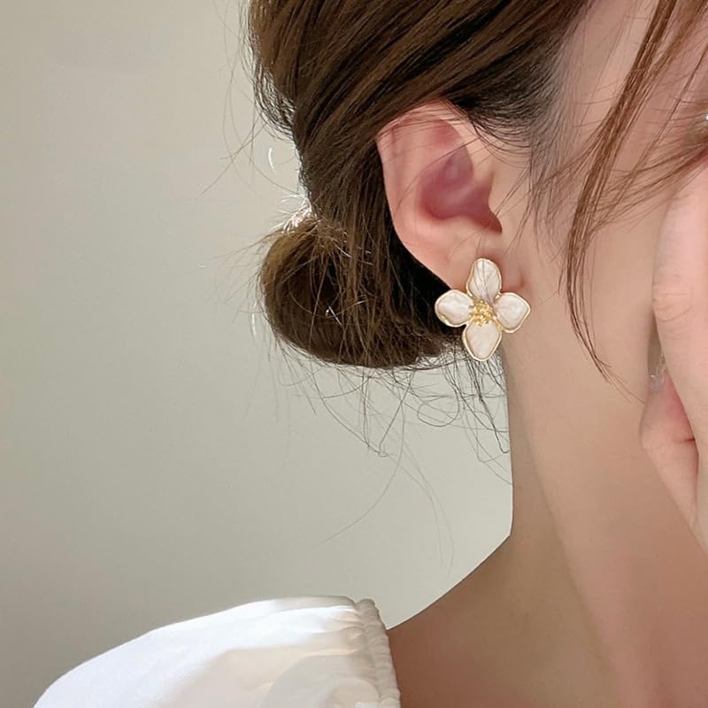 TUCEWP Flower Stud Earrings Cute Dainty Flower Dangle Drop Earrings Trendy Fashion Statement Earrings Chic Vintage Chunky Floral Earrings for Women Holiday Wedding Birthday Jewelry Gift - Image 3