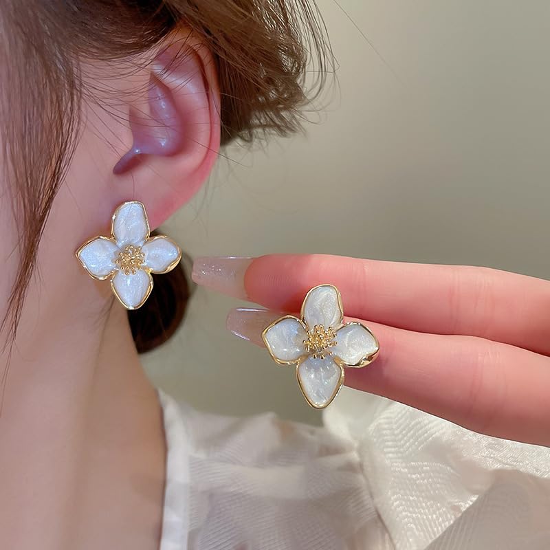 TUCEWP Flower Stud Earrings Cute Dainty Flower Dangle Drop Earrings Trendy Fashion Statement Earrings Chic Vintage Chunky Floral Earrings for Women Holiday Wedding Birthday Jewelry Gift - Image 4