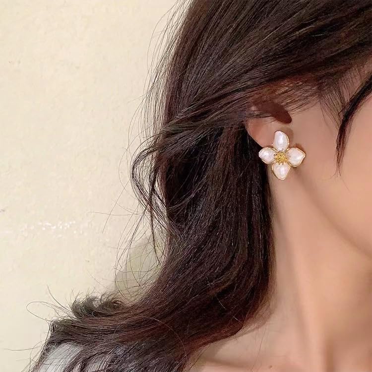 TUCEWP Flower Stud Earrings Cute Dainty Flower Dangle Drop Earrings Trendy Fashion Statement Earrings Chic Vintage Chunky Floral Earrings for Women Holiday Wedding Birthday Jewelry Gift - Image 2