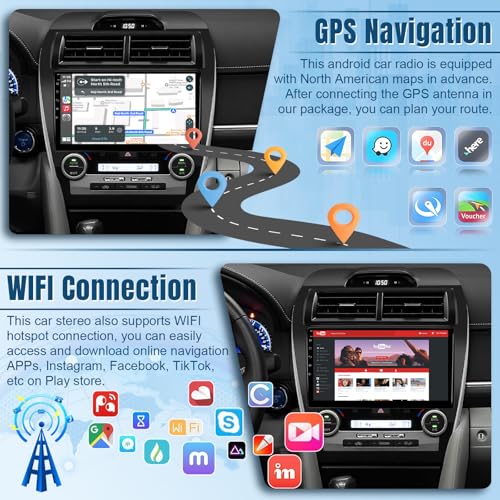 Naifay Android Car Radio for Toyota Camry 2012 2013 2014 (FIT-J.B.L/Large Screen), 10.1inch IPS Touch Screen for Camry Radio with Carplay Android Auto Bluetooth Audio Receivers GPS WiFi Camera Canbus - Image 4
