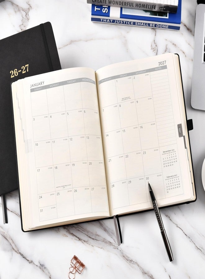 Vondafe 2026-2027 Planner - Weekly and Monthly Planner 2026-2027, Jul.2026 - Jun.2027, 9" x 11", 26-27 Calendar Planner with Inner Pocket + Bookmarks+ Leather Hardcover, Black - Image 2