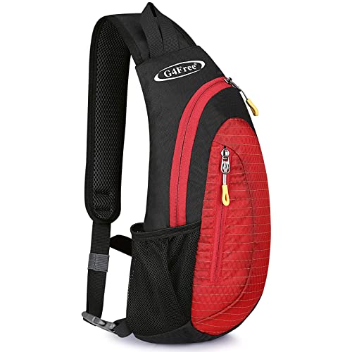 G4Free Sling Bag for Men Women, Small Crossbody Backpack Lightweight Chest Shoulder Bags for Travel, Outdoor and Sports (Black-red) - Image 1